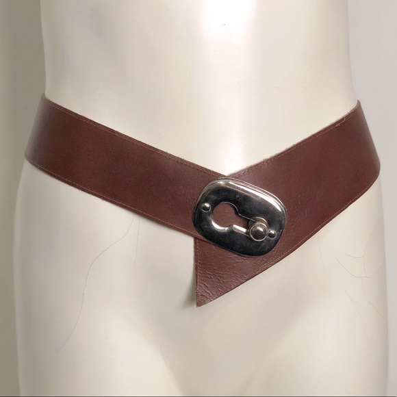 Vintage 80s Leather Hip Belt - Picture 2 of 8